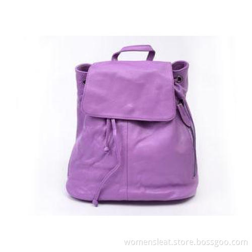 Purple Fashion Leather Backpack , Zipper Pocket on The Back